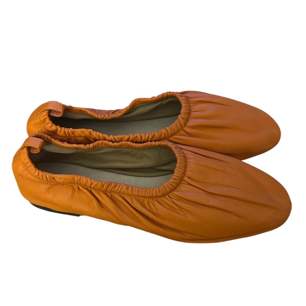 Fabulous Everlane Orange Leather Elastic Ballet Scrunch Flats - Picture 3 of 9
